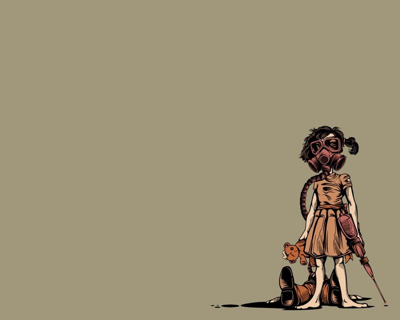 Girl in Gas Mask — Brown