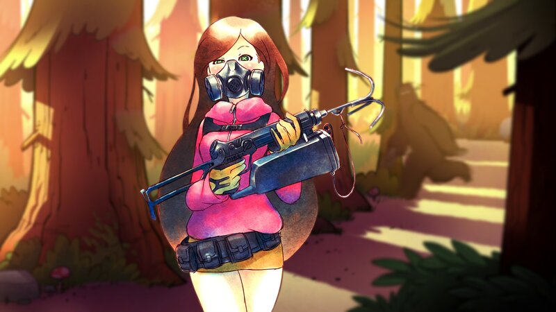 Girl in Gas Mask — Pink