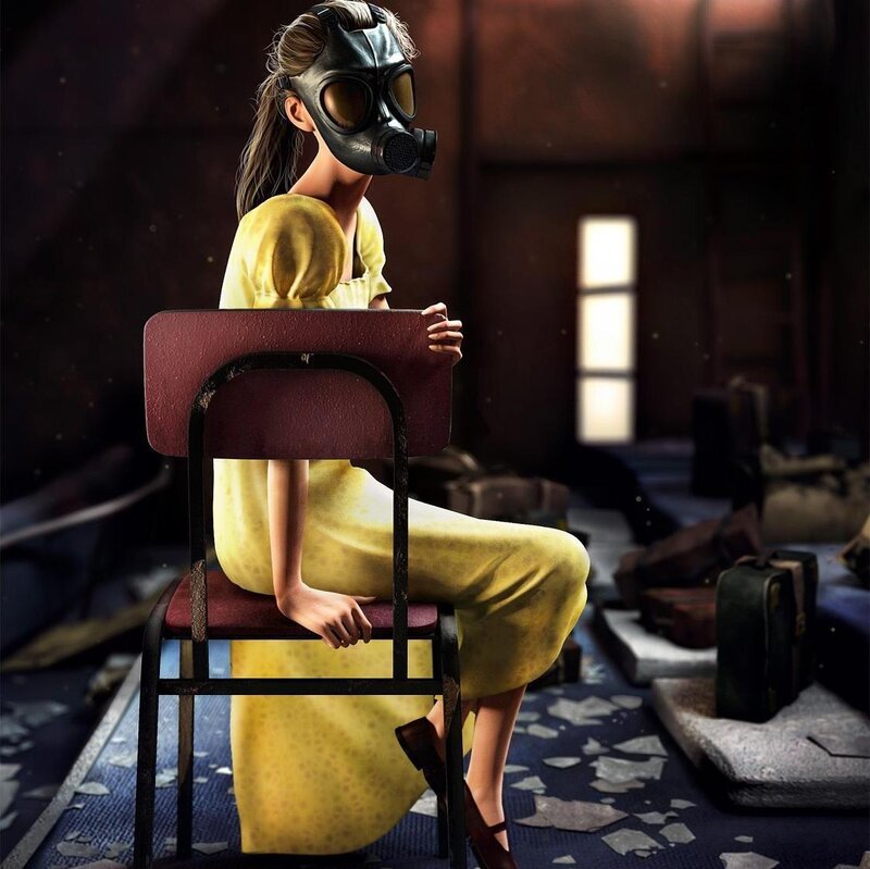 Girl in Gas Mask — Yellow