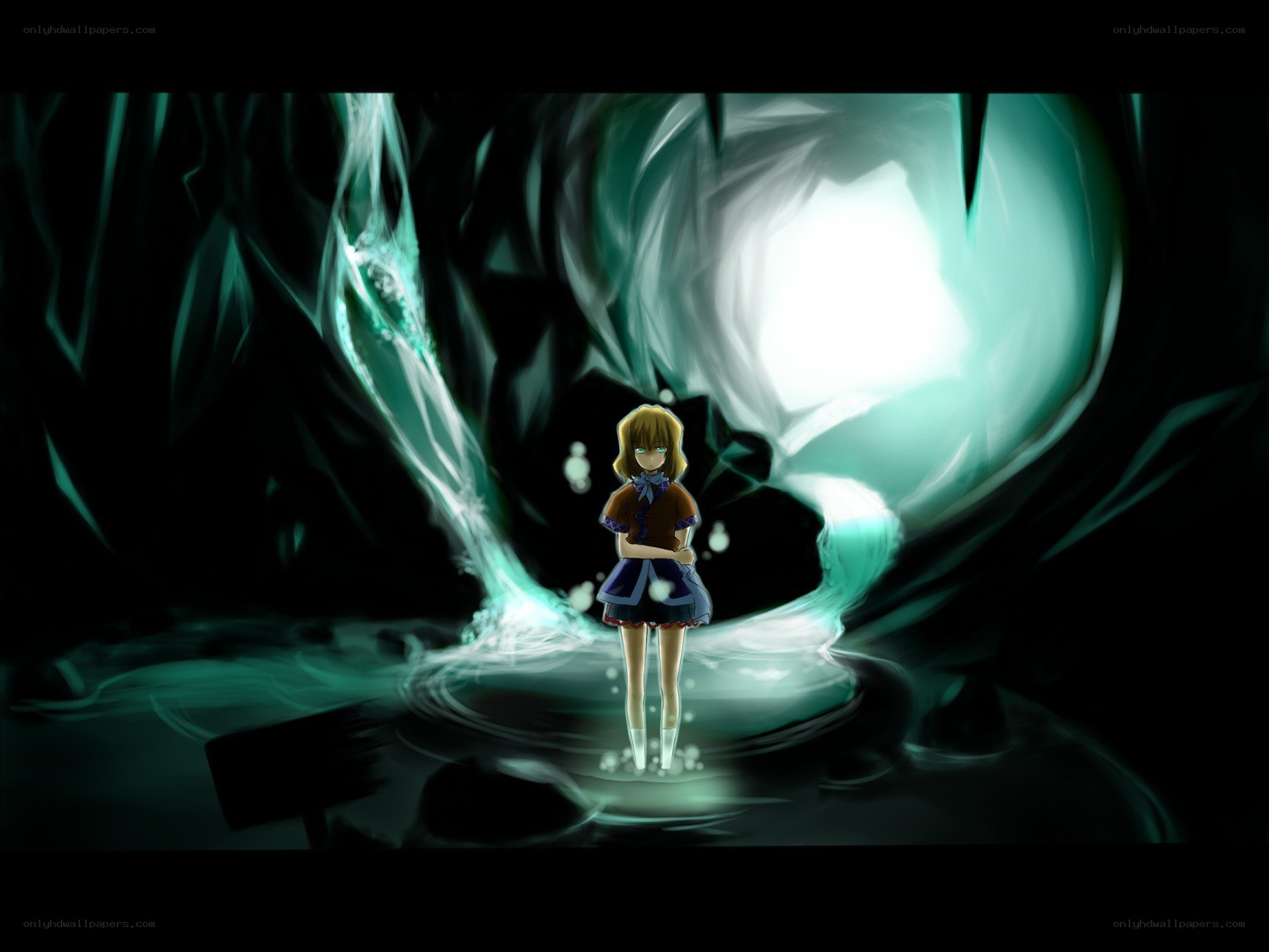 girl in glowing cave