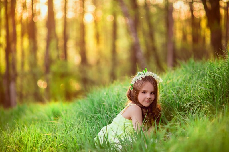 Girl in Grass — Green, Serene, Sunset