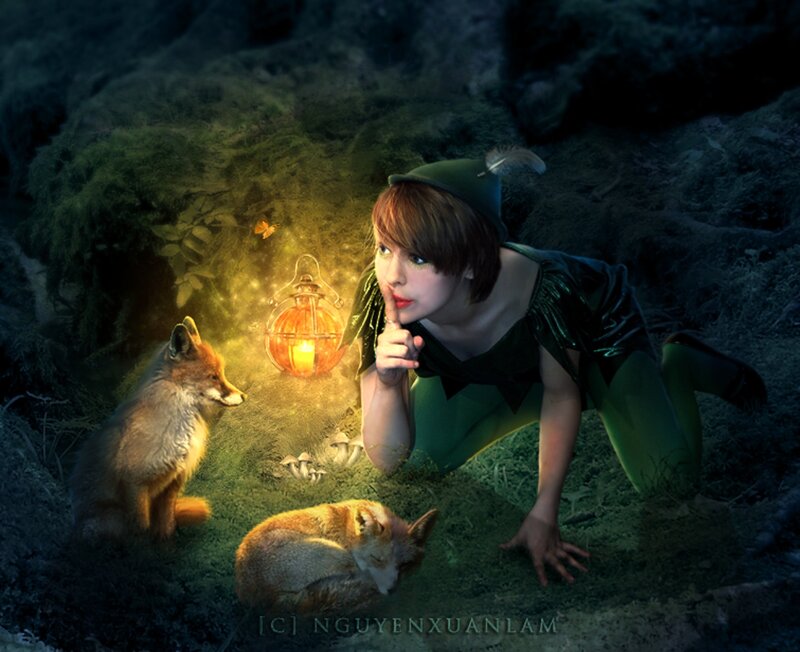 Girl in Green Costume