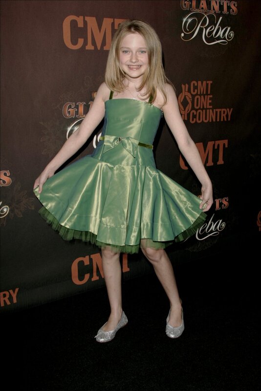 Girl in green dress at event