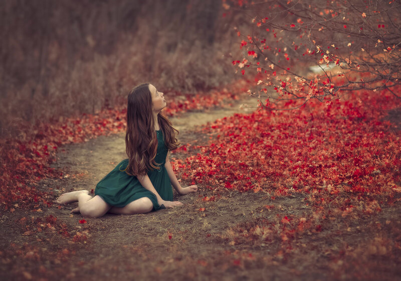 Girl in Green Dress — Serene, Autumn