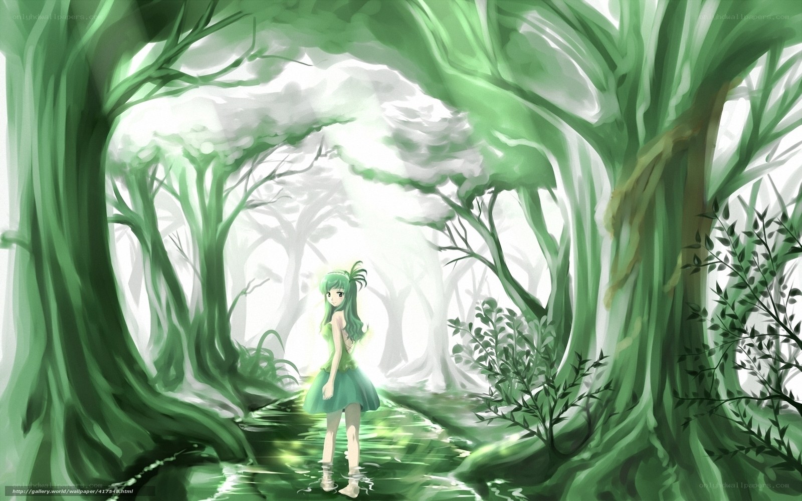 girl in green forest