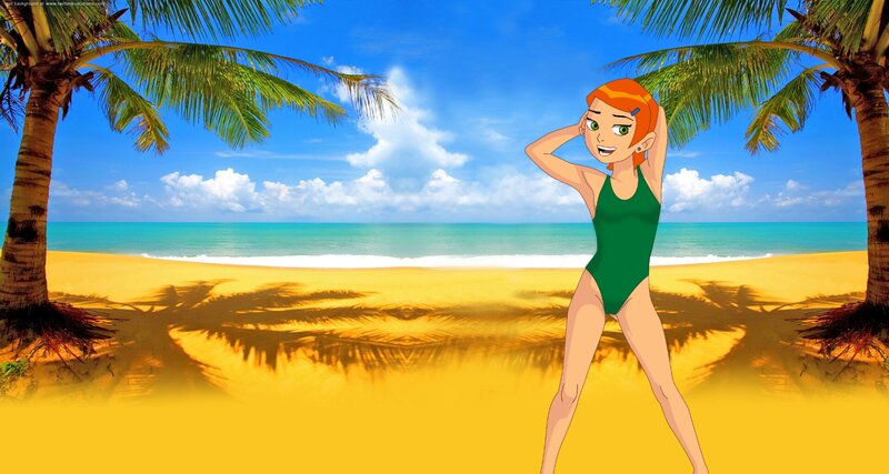 Girl in Green Swimsuit