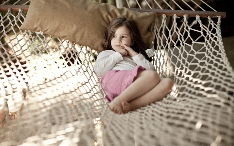 Girl in Hammock — Beige