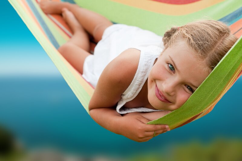 Girl in Hammock — Green, Relaxed