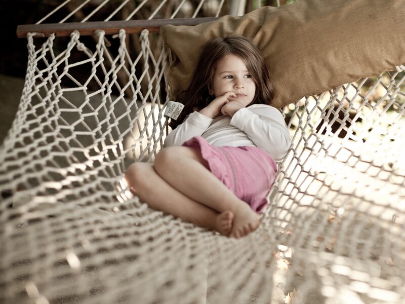 Girl in Hammock — White, Calm