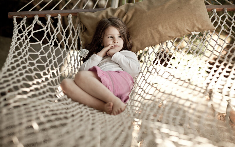 Girl in Hammock — White