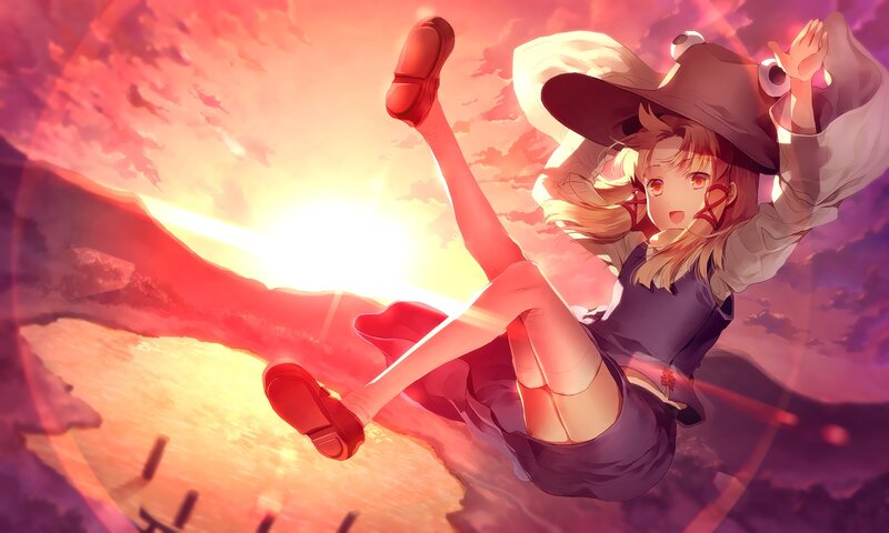 Girl in Hat Falling