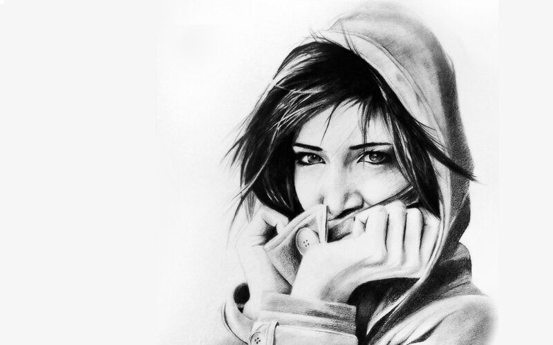 Girl in Hooded Jacket — Black