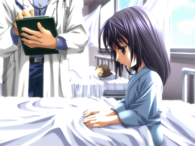 Girl in Hospital Bed — White