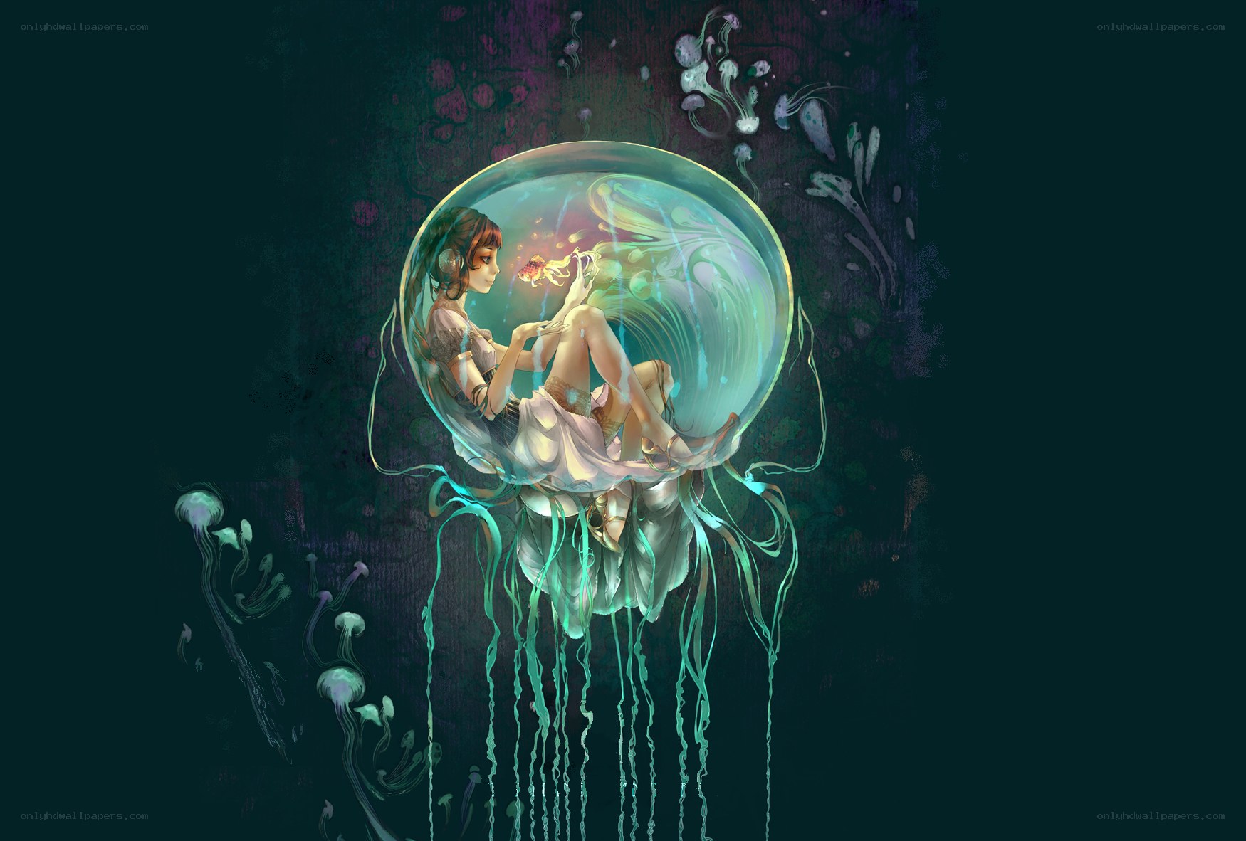 girl in jellyfish bubble