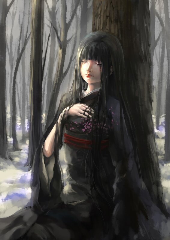 Girl in Kimono — Black
