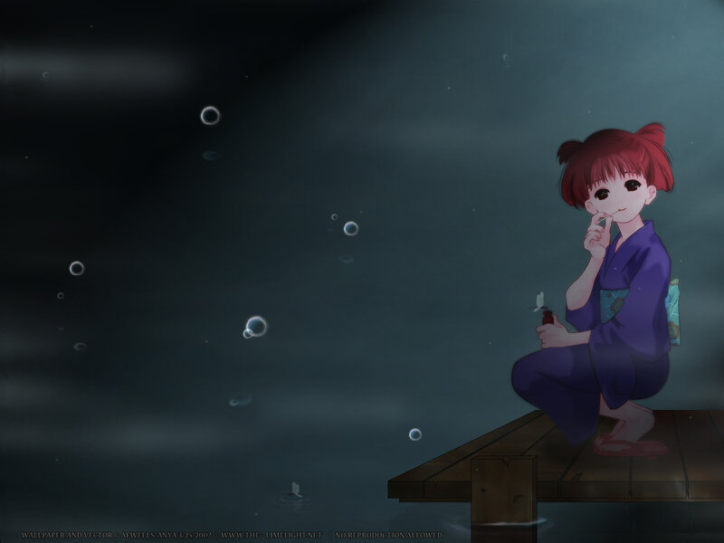 girl in kimono by water