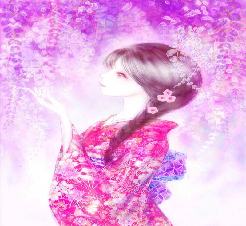 Girl in Kimono — Pink