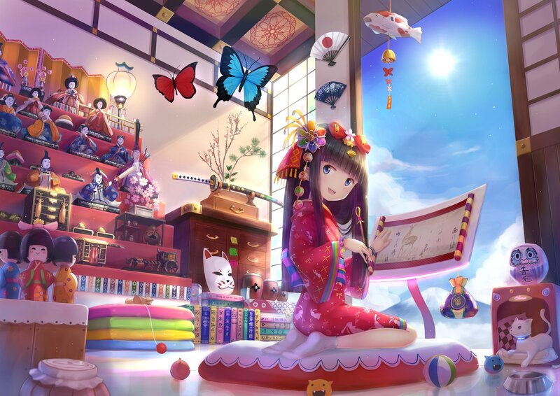 Girl in Kimono Reading