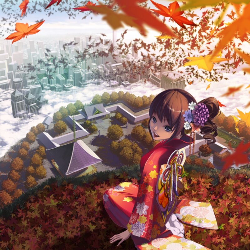 Girl in Kimono — Red, Serene