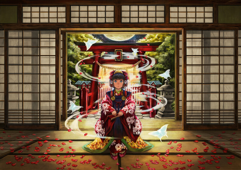 Girl in Kimono — Red