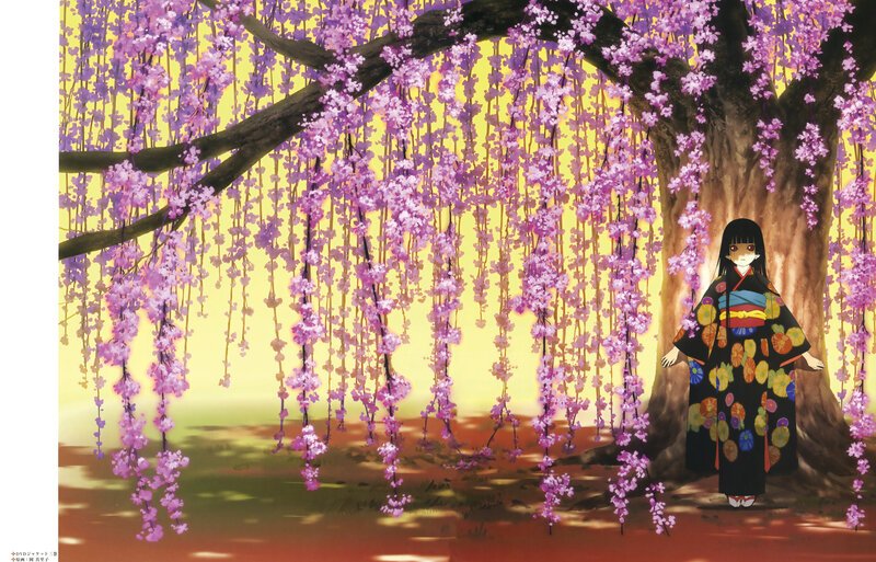 Girl in Kimono under Tree