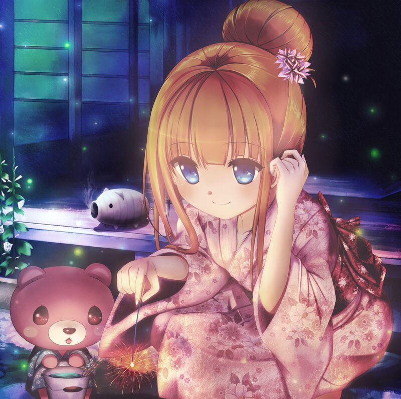 Girl in Kimono with Sparkler