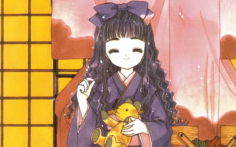 girl in kimono with teddy bear