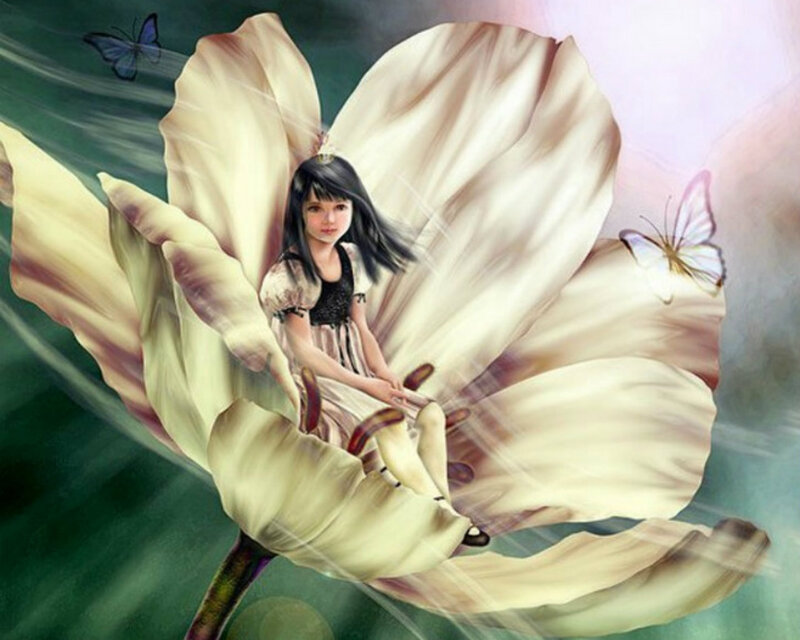 Girl in Large Flower