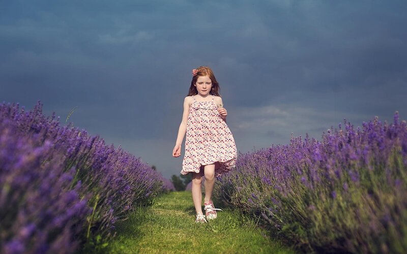 Girl in Lavender Field — Purple, Dramatic, Afternoon