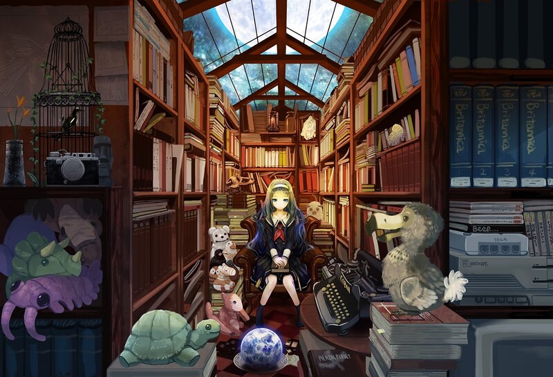 Girl in Library — Brown, Serene