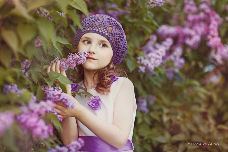 Girl in Lilac Bush — Purple