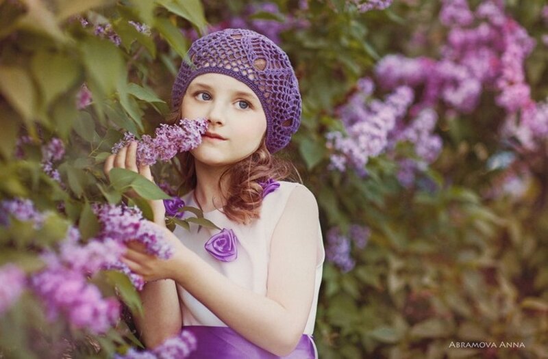 Girl in Lilac Bush