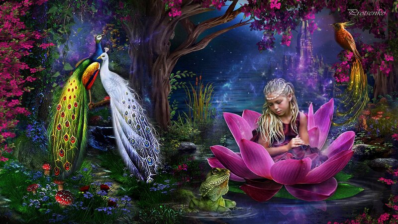 Girl in Lotus Flower