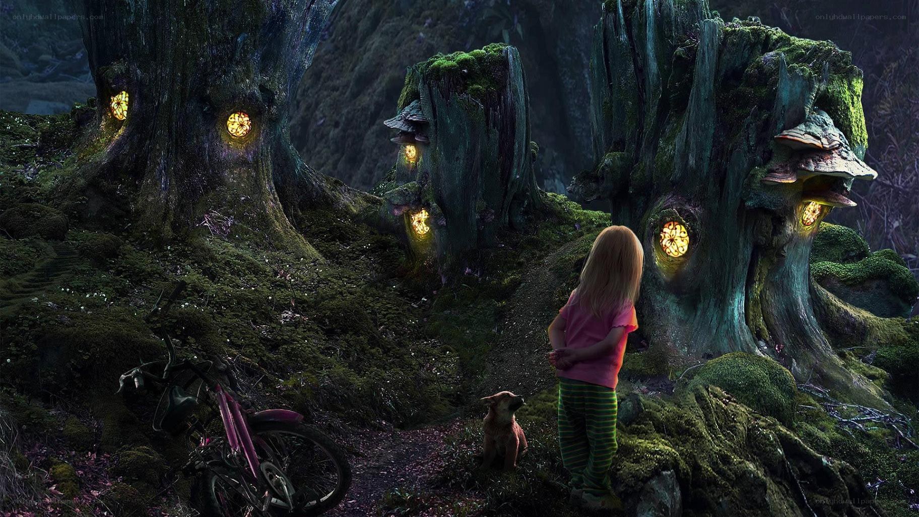 girl in magical forest