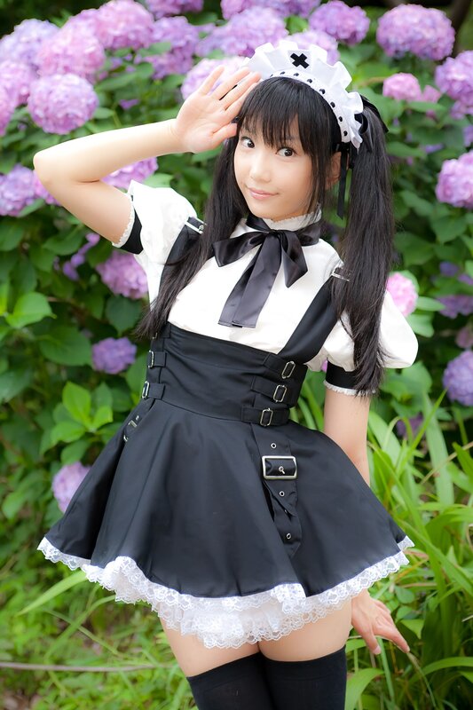 Girl in Maid Outfit — Black, Playful