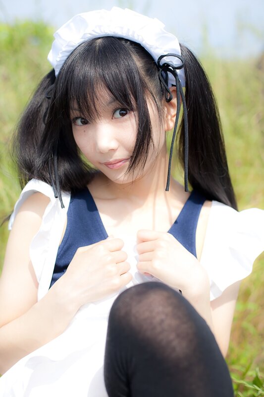 Girl in Maid Outfit — White, Calm, Afternoon