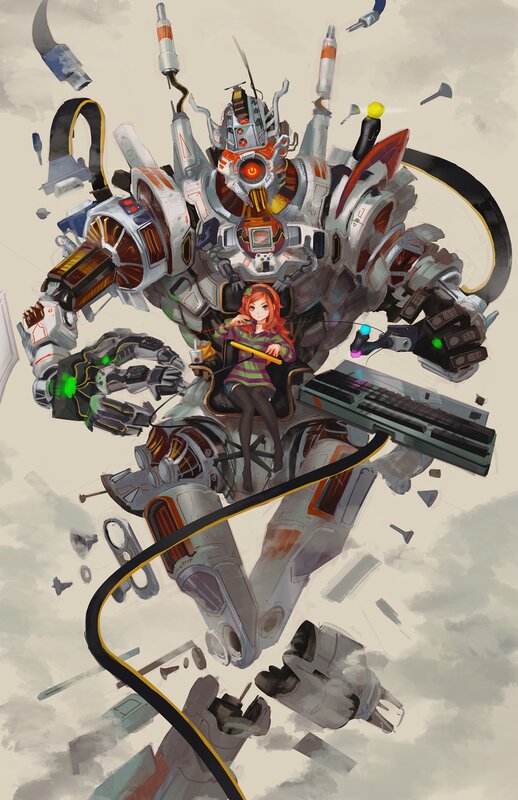 Girl in Mech Cockpit — Gray