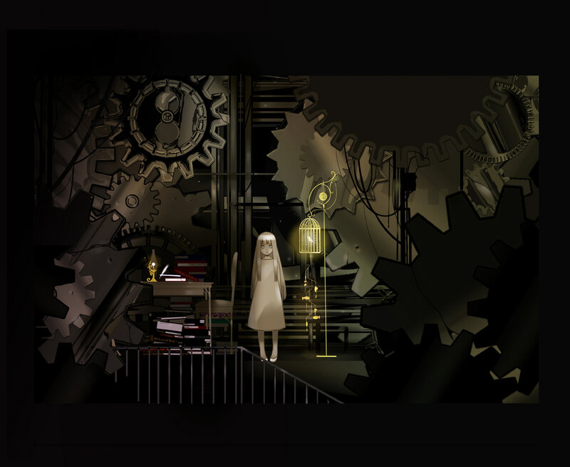 Girl in Mechanical Room — Black