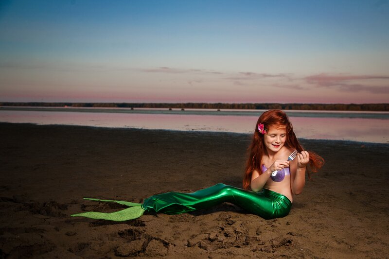 Girl in Mermaid Costume