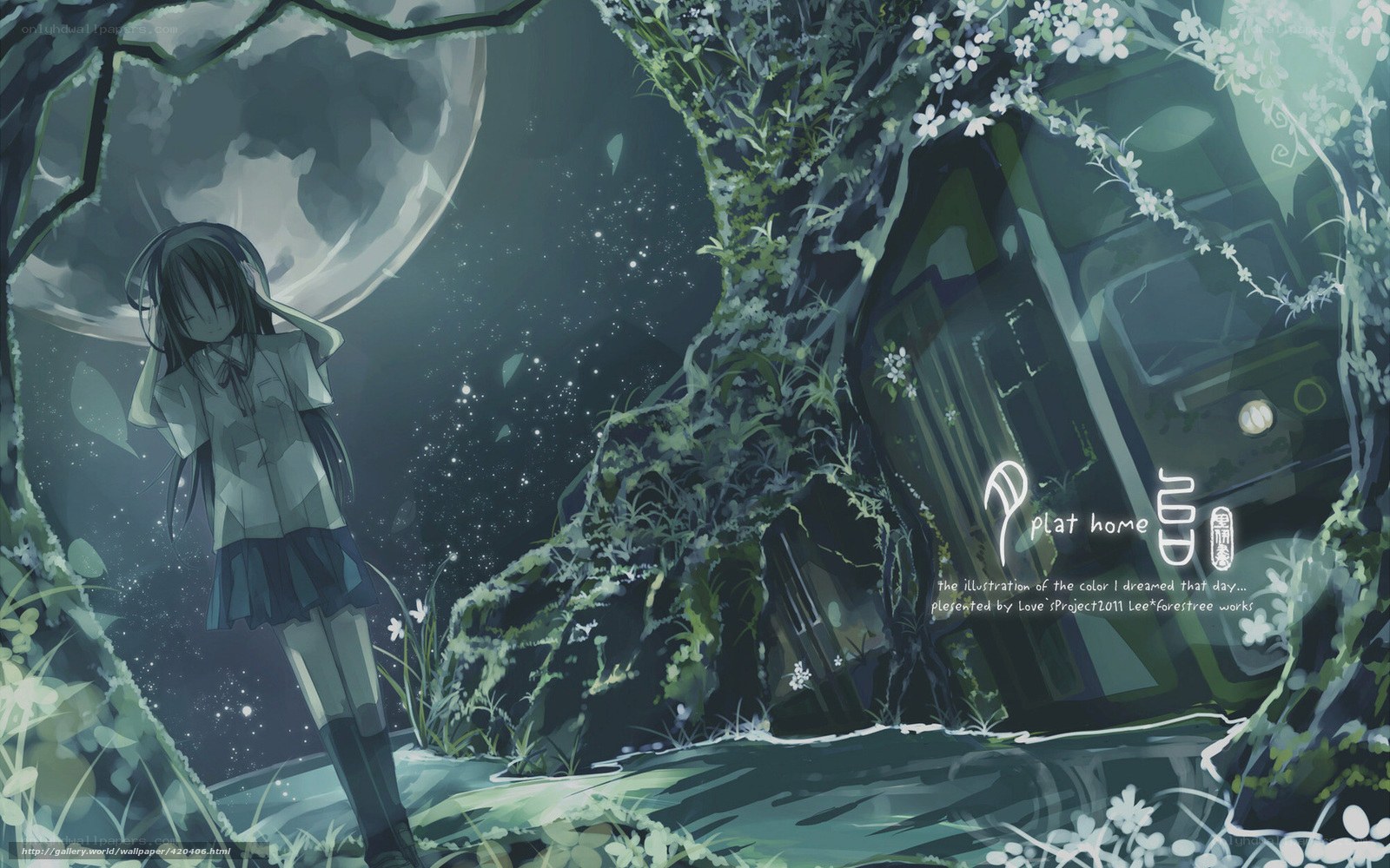 girl in moonlit forest