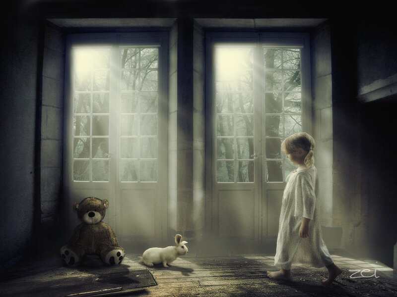 Girl in Nightgown — White