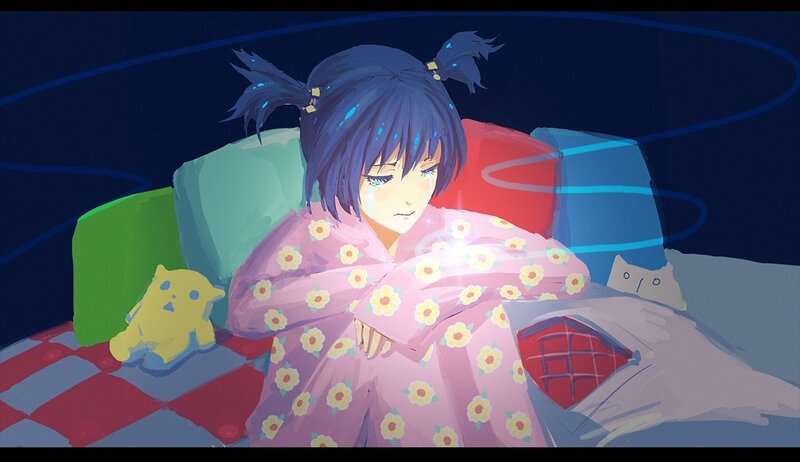 girl in pajamas on bed