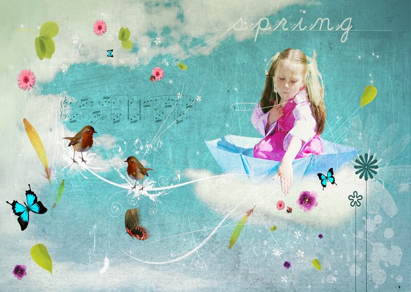 Girl in Paper Boat — Teal