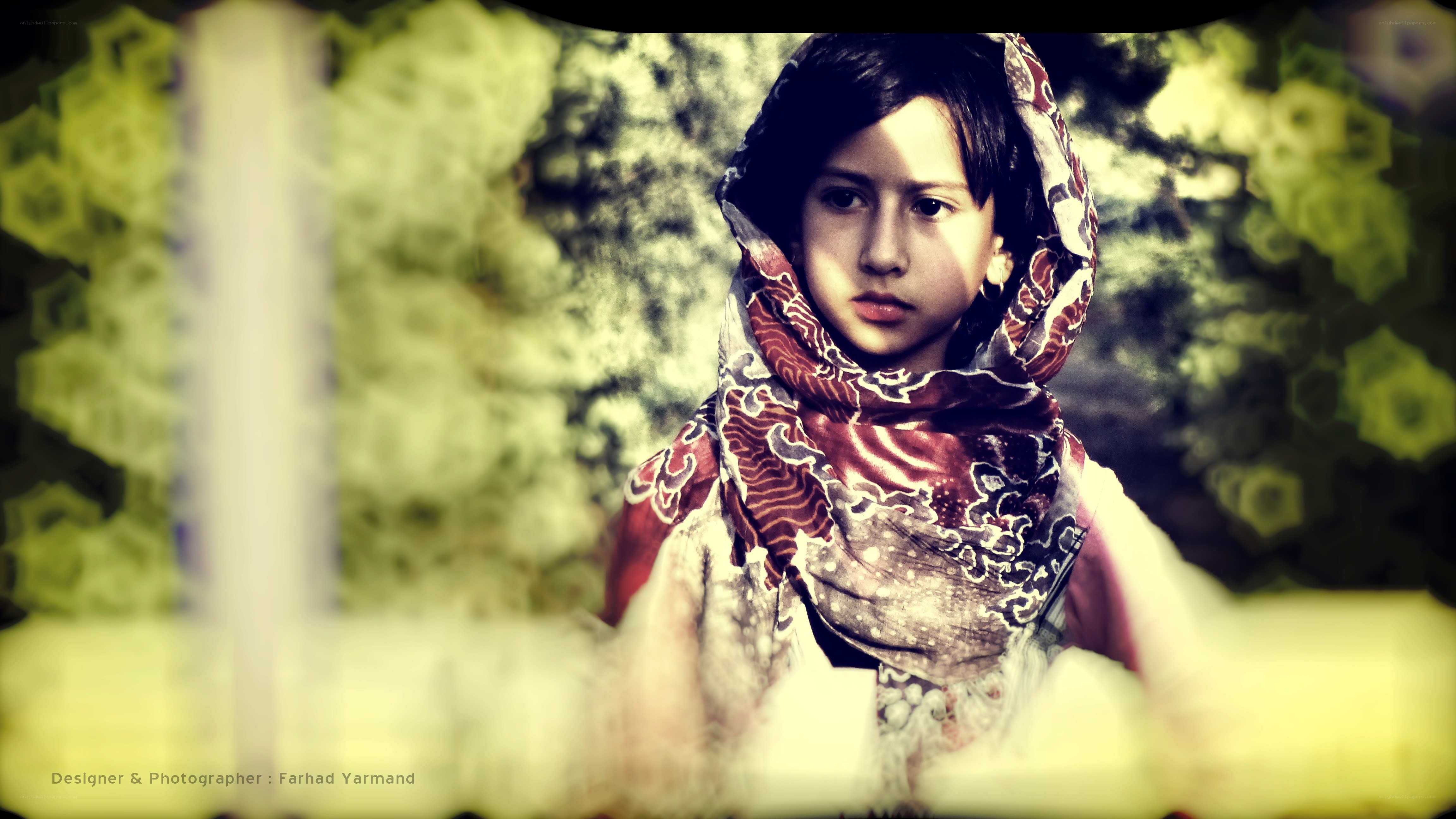 girl in patterned scarf