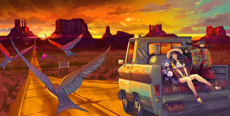 Girl in Pickup Truck