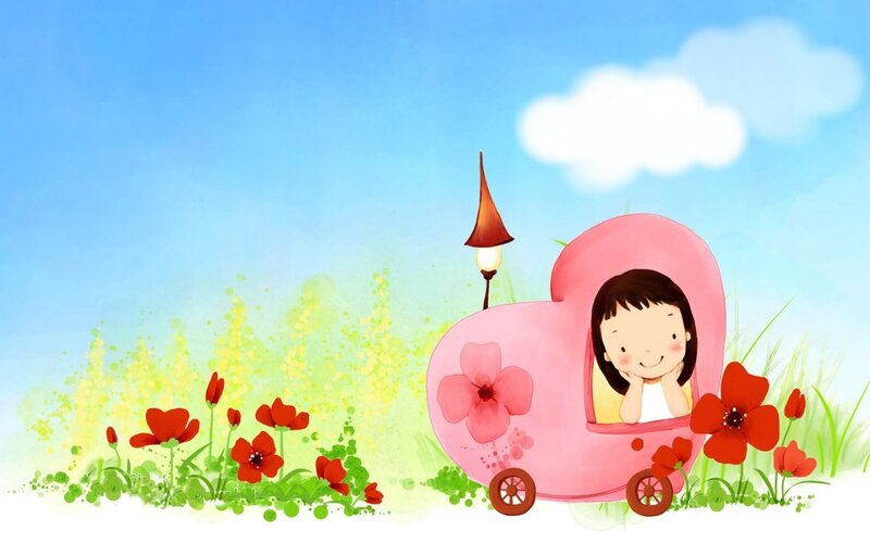 Girl in Pink Carriage