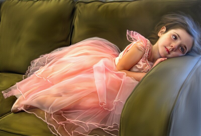 Girl in Pink Dress — Calm, Digital Art