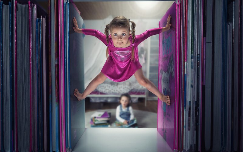 Girl in Pink Dress — Dramatic, Photograph, Books