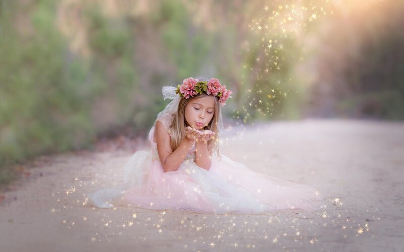 Girl in Pink Dress — Dreamy, Afternoon, Photograph