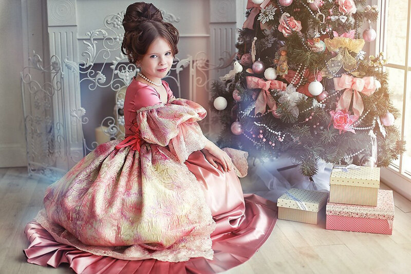 Girl in Pink Dress — Festive, Winter